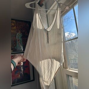 White Button-Front Bodysuit